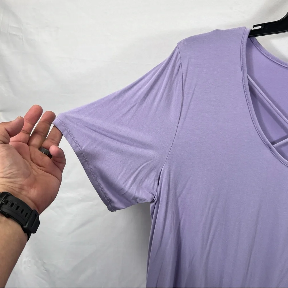 Chic Soul Lavender Crisscross V-Neck Plus Size Blouse 0897 - Picture 3 of 9